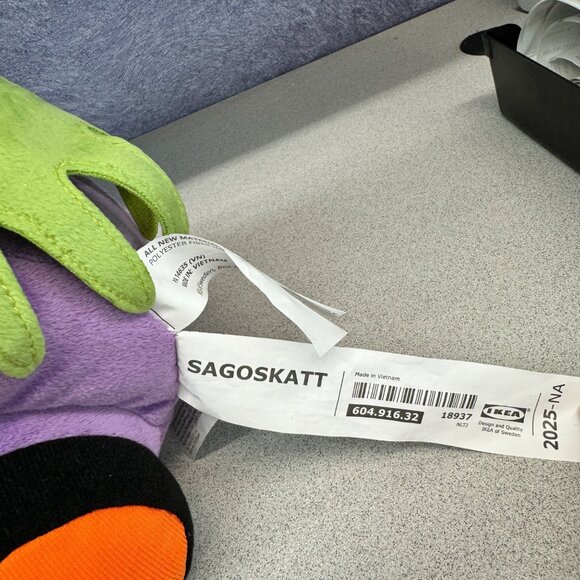 IKEA Sagoskatt Plush Toy Car - Purple With Green Leaf Hat - 8" Cute & Comfy - Picture 4 of 8